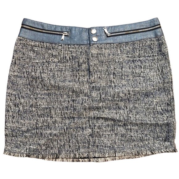 Richmond Light & Dark Blue Tweed Mini Skirt w/ Zipper Waist Band Sz 42 NWT - Picture 2 of 12